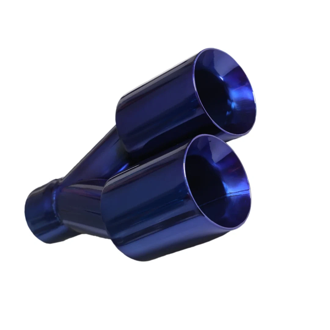 Dual Round Double Wall Straight Cut Tip Powered Coat JDM Blue-ET-0251BL